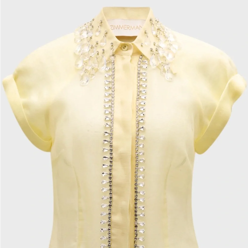 NWOT Matching Zimmermann Diamanté Rhinestone Yellow Blouse and Hibiscus Skirt - Picture 2 of 8